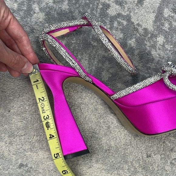 New Mach & Mach Double Bow Platform Crystal Sparkle Pointed Toe Heels Sz 37 - Picture 16 of 17
